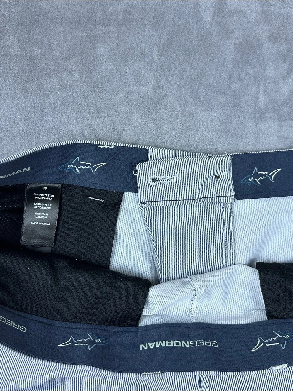 Greg Norman ML75 Microlux Striped Golf Shorts Blue White Size 36 TL109548